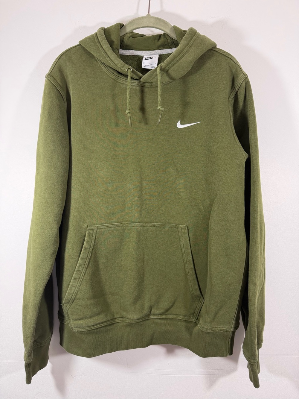 Nike Olive Green Pullover Hoodie with White Swoosh